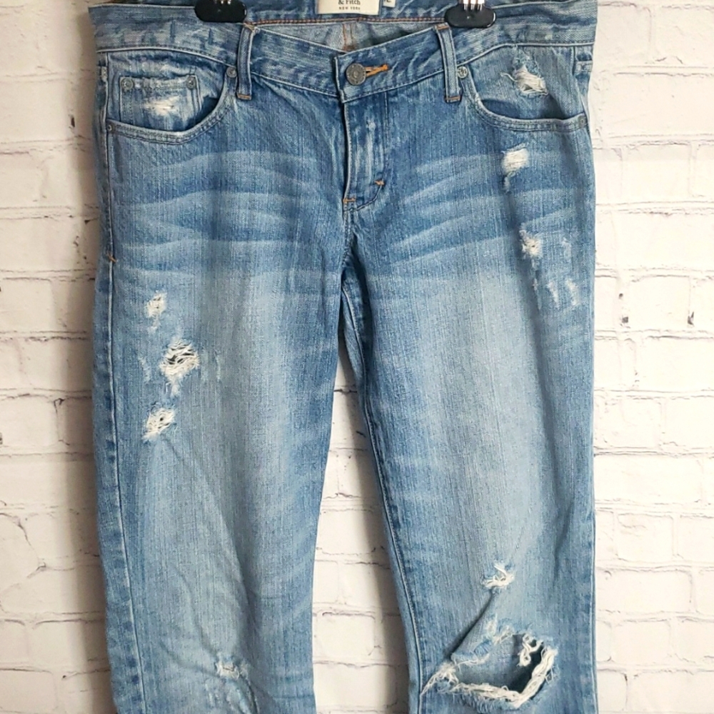 Abercrombie & Fitch Distressed Blue Boot Cut Jeans
